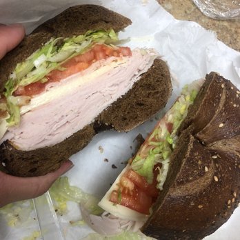 Bagel Hut - My gargantuan turkey and provolone on whole wheat everything bagel - Delis Near Me - Matawan, New Jersey Bagel Hut - My gargantuan turkey and provolone on whole wheat everything bagel - Delis Near Me - Matawan, New Jersey