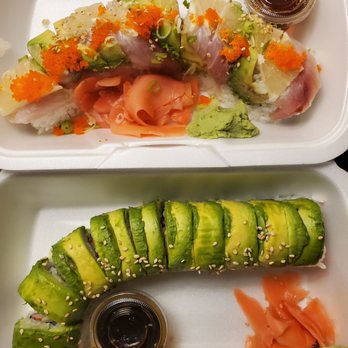 Ami Sushi - Top: Lemon roll Bottom: Caterpillar roll - Sushi Bars Near Me - El Cajon, California