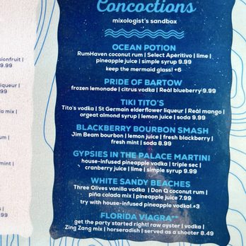 Anna Maria Oyster Bar - Pier - menu of drinks - Seafood Near Me - Bradenton Beach, Florida