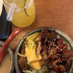 Unagi Don 蒲烧鳗鱼丼, Japanese passionfruit margarita Unagi Don 蒲烧鳗鱼丼, Japanese passionfruit margarita