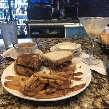 Hoffstot’s Cafe Monaco - Toast Hot Roast Beef Sandwich w/ gravy and French fries and a Pear Martini - Italian Near Me - Oakmont, Pennsylvania