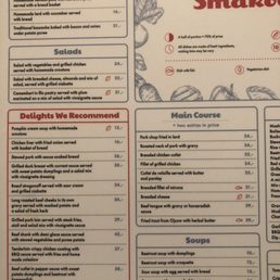 First half of food menu