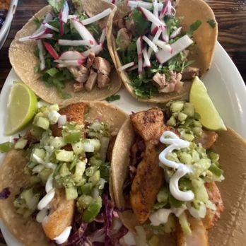 Cha Cha's Latin Kitchen - Fish (bottom) and chicken tacos - Mexican Near Me - Irvine, California Cha Cha's Latin Kitchen - Fish (bottom) and chicken tacos - Mexican Near Me - Irvine, California