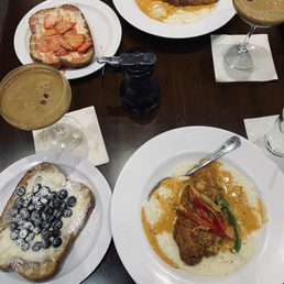 Strawberry Crumble French Toast, Blueberries and Cream French Toast, Fried Red *Snapper and Grits, *Catfish and Grits