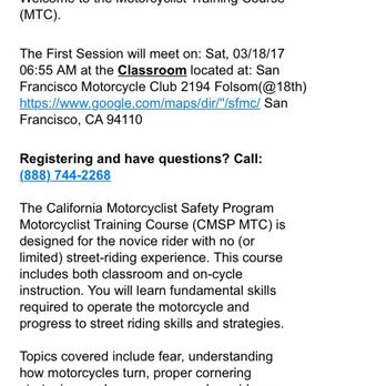 Bay Area Motorcycle Training - CORRECT TIME, INCORRECT LOCATION. - Driving Schools Near Me - San Francisco, California Bay Area Motorcycle Training - CORRECT TIME, INCORRECT LOCATION. - Driving Schools Near Me - San Francisco, California