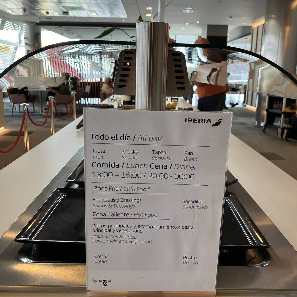 Iberia Sala VIP - Menu Sept 2024 on a Monday afternoon - Airport Lounges Near Me - Madrid, M