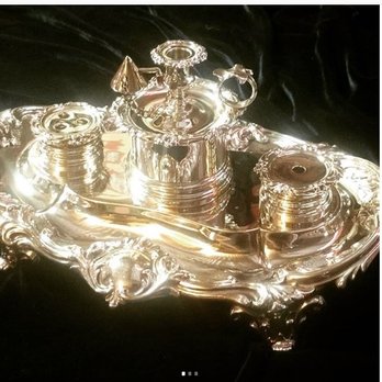 Sam Kutz Silversmith & Artist - After Sam cleaned and polished the silver inkwell. - Art Galleries Near Me - Costa Mesa, California Sam Kutz Silversmith & Artist - After Sam cleaned and polished the silver inkwell. - Art Galleries Near Me - Costa Mesa, California