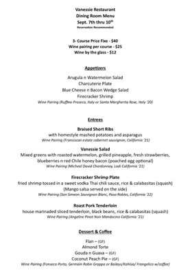 Menu photo 1 Vanessie Santa Fe, NM