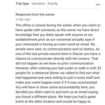 Summit Mountain Lodge & Steakhouse - The owner taking no accountability and gaslighting me - Hotels Near Me - East Glacier Park, Montana