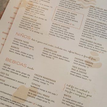 Centrico - Menu - Mexican Near Me - Anaheim, California