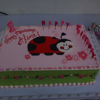 Lido Bakery - Berries n cream cake. With lady bug theme. "Thanks Ernesto" - Bakeries Near Me - Manhattan Beach, California