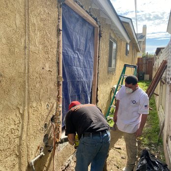 Freedom lath and Plastering - Helping us frame & set new (heavy) door in place - Stucco Services Near Me - Los Angeles, California Freedom lath and Plastering - Helping us frame & set new (heavy) door in place - Stucco Services Near Me - Los Angeles, California