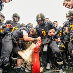 DePauw University - Celebrating a DePauw victory over Wabash College in the Monon Bell game, one of the oldest & most celebrated rivalries in college football.
