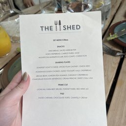 Set menu that my group had at The Shed! Set menu that my group had at The Shed!