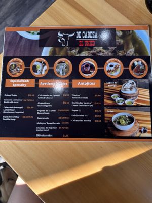 Menu photo 2 De Cabeza el Unico Chula Vista, CA