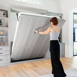 More Space Place - Beautiful contemporary look, with gray finish. Murphy Bed and home office wall.
