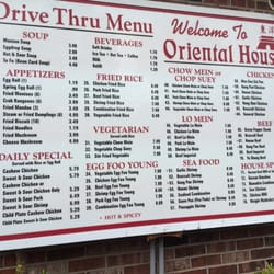 Oriental House Restaurant - Drive thru menu
