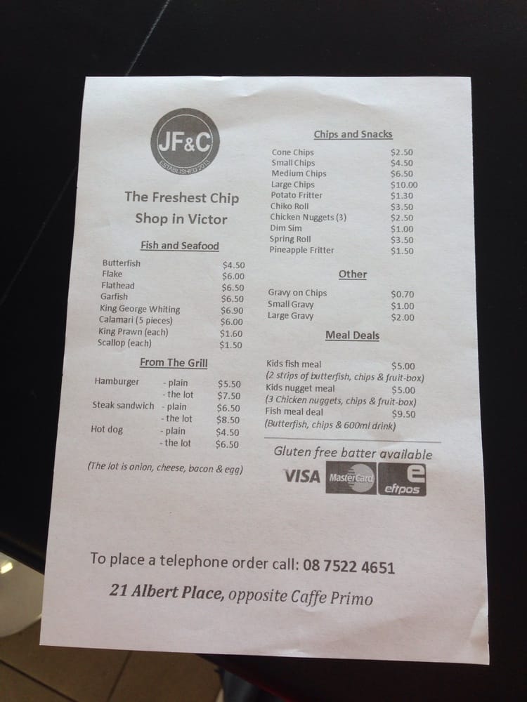 JF & C 21 Albert Pl, Victor Harbor South Australia, Australia Fish & Chips Restaurant