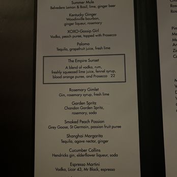 The Empire Rooftop - Cocktail Menu - Lounges Near Me - New York, New York The Empire Rooftop - Cocktail Menu - Lounges Near Me - New York, New York