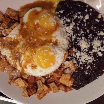 Meso Maya Comida y Copas - Chilaquiles with red sauce without chicken - you have the option of green as well. - Mexican Near Me - Dallas, Texas Meso Maya Comida y Copas - Chilaquiles with red sauce without chicken - you have the option of green as well. - Mexican Near Me - Dallas, Texas