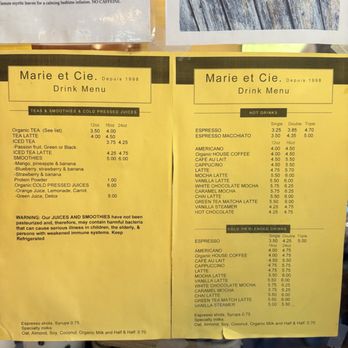 Marie et Cie - Menu - Coffee & Tea Near Me - Valley Village, California Marie et Cie - Menu - Coffee & Tea Near Me - Valley Village, California