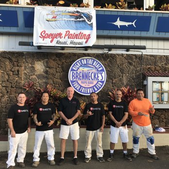 Speyer Painting - Here we are sporting our time keeping service logo in front of a completed job. - Painters Near Me - Kalaheo, Hawaii Speyer Painting - Here we are sporting our time keeping service logo in front of a completed job. - Painters Near Me - Kalaheo, Hawaii