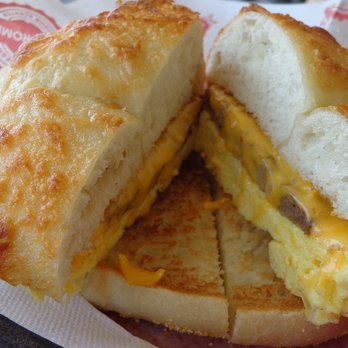 Big Apple Bagels - Southern Tradition (with sausage): 8/10. My wife was pleased with her breakfast sandwich. ... I tried some sausage. It was pretty good. - Bagels Near Me - Castro Valley, California