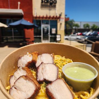 Saiga Vietnamese Eatery - Garlic noodles with pork - Vietnamese Near Me - Orange, California