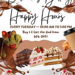 Delicious Bakery - Buy 1 & Get the 2nd Item 50% OFF!
Every Tuesday -- 10:00 AM to 1:00 PM
