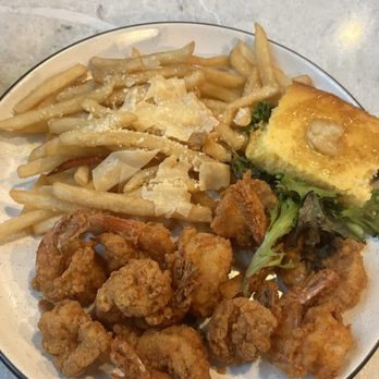 Outback Crab Shack - Fried Shrimp and Truffle Fries with cornbread - Seafood Near Me - Saint Augustine, Florida
