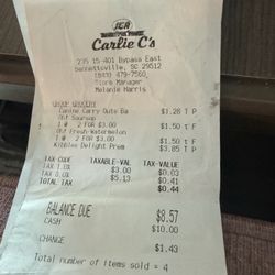 Carlie C's - Receipt