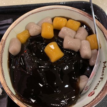 Meet Fresh - Signature ice grass jelly (haven't put the creamer yet) - Desserts Near Me - Cerritos, California Meet Fresh - Signature ice grass jelly (haven't put the creamer yet) - Desserts Near Me - Cerritos, California