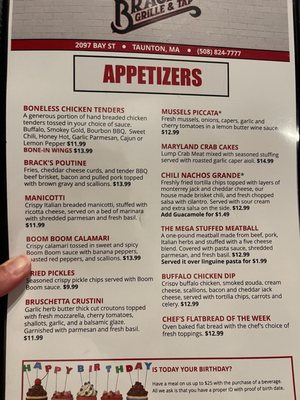 Menu photo 8 Brack's Grille & Tap Taunton, MA