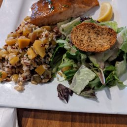 Salmon with wild rice and salad Salmon with wild rice and salad