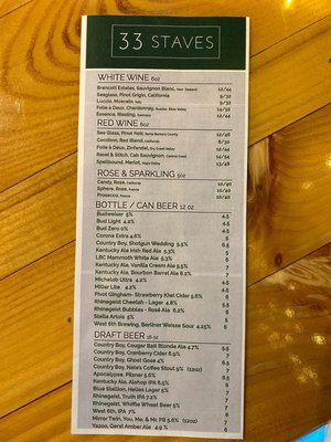Menu photo 3 33 Staves Lexington, KY