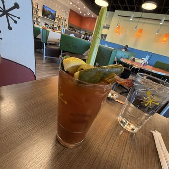 Snooze, an A.M. Eatery - Bloody Mary with celery & bacon - Breakfast & Brunch Near Me - Las Vegas, Nevada Snooze, an A.M. Eatery - Bloody Mary with celery & bacon - Breakfast & Brunch Near Me - Las Vegas, Nevada