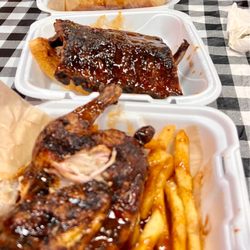 Terrell's Eat The Bone BBQ - 1/2 chicken Brisket/half slab combo