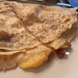 Georgia St. crepe (with peaches and granola crumble)