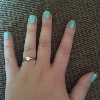 Superior Nail - Pretty mint green/blue with sparkles gel manicure. $20 - Nail Salons Near Me - Sacramento, California