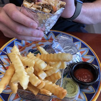 La Dolcekca Bakery Cafe - Chopped cheese (meat, coleslaw, tomato, onion, Mayo). Served with fries, 2 house sauces, and catchup - Bakeries Near Me - Charlotte, North Carolina
