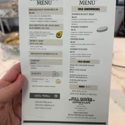Full Quiver Coffee and Café - Menu