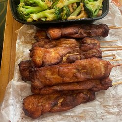China Wok - Chicken on a stick. Chicken and broccoli.