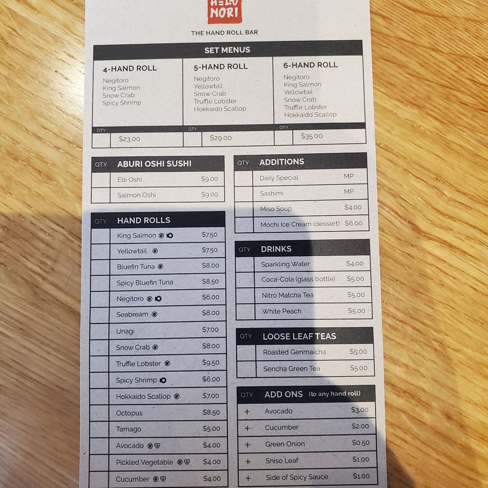 Hello Nori - Menu July 2025 - Sushi Bars Near Me - Toronto, Ontario