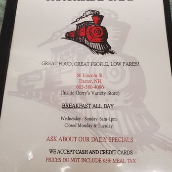 Trackside Cafe - the menu for the train - Breakfast & Brunch Near Me - Exeter, New Hampshire