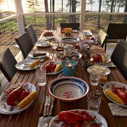 Bar Harbor/Acadia Cottage Rentals, Inc. - Great way to start our week vacation with lobsters and steamers while sitting on the porch of the house we rented