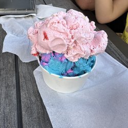 Sno Cap Ice Cream - Bubble gum on top with cotton candy on the bottom