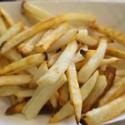 Fries with burnt tips.