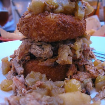 The Midway Pub - Grit Cake BBQ Stack - Pubs Near Me - Atlanta, Georgia