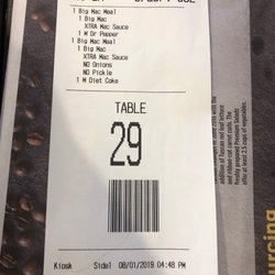 McDonald's - Número de mesa y número de Orden