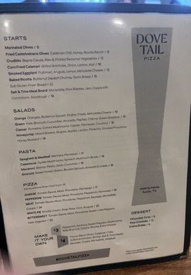 Menu photo 7 Dovetail Pizza Austin, TX